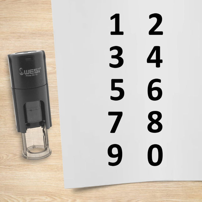 Numbers 1-10 stamp set - 10 mm print