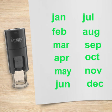 Month Jan-Dec stamp set - 10 mm print