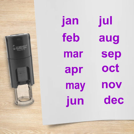 Month Jan-Dec stamp set - 10 mm print