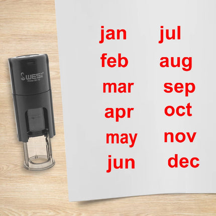 Month Jan-Dec stamp set - 10 mm print