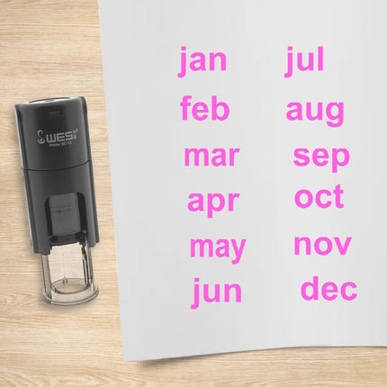 Month Jan-Dec stamp set - 10 mm print