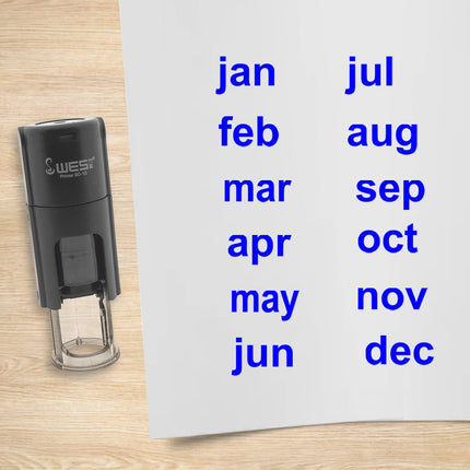 Month Jan-Dec stamp set - 10 mm print