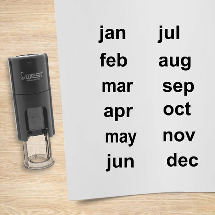 Month Jan-Dec stamp set - 10 mm print