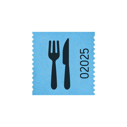Tickets on roll of cutlery - 500 tickets