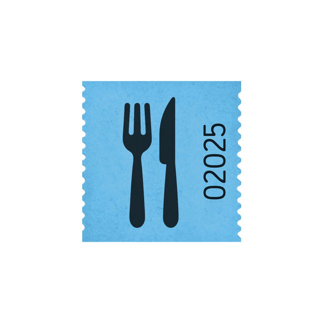 Tickets on roll of cutlery - 500 tickets