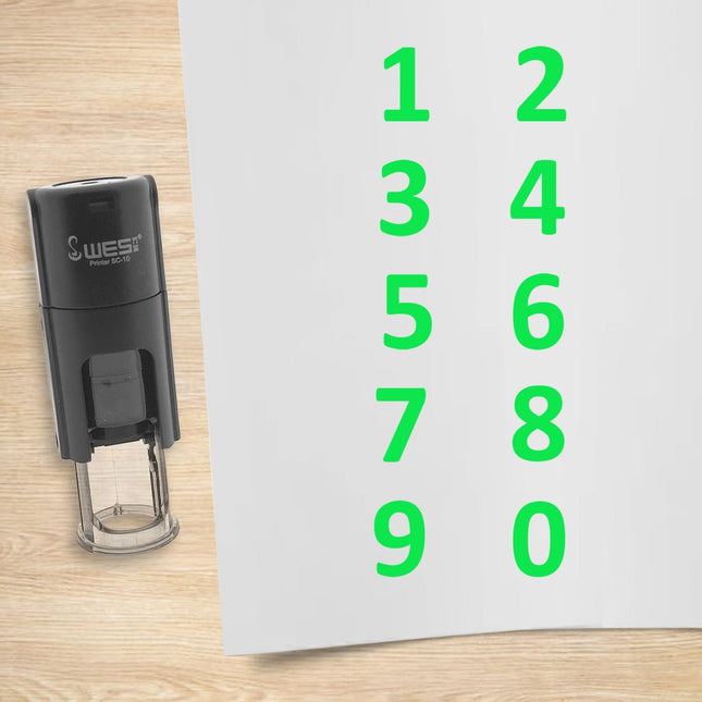 Numbers 1-10 stamp set - 10 mm print