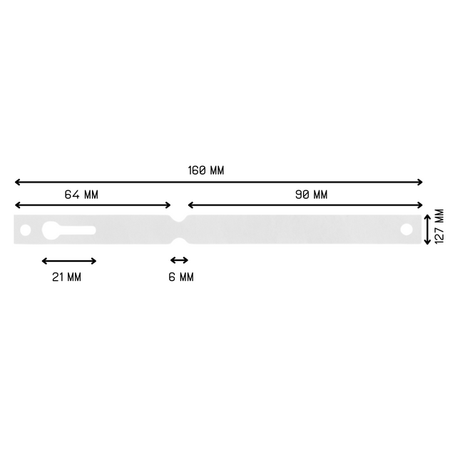 Loop-lock labels white Tyvek 160x12,7mm