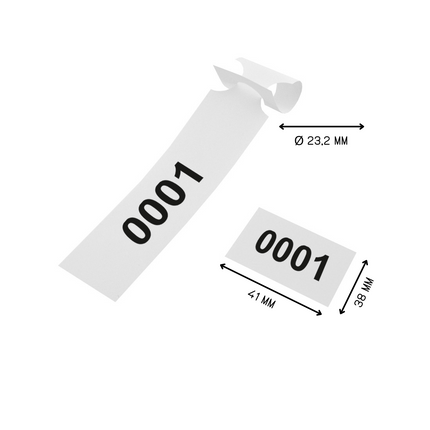 Numbered loop-lock labels white PET 250x38mm