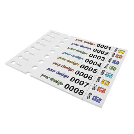 Custom loop lock labels white PET 250x25mm