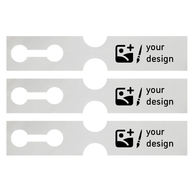 Custom loop lock labels white HDPE 381x75mm