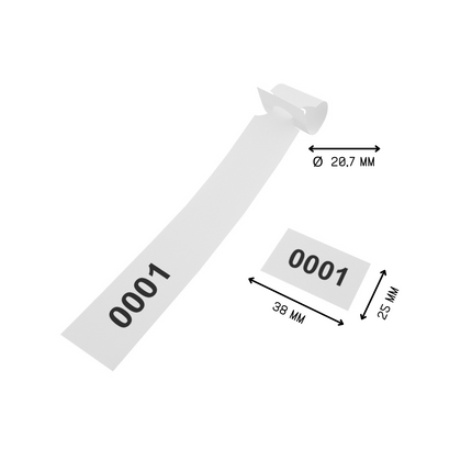 Numbered loop-lock labels white PET 250x25mm