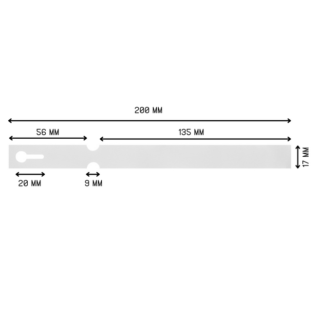 Loop-lock labels white HDPE 200x17mm