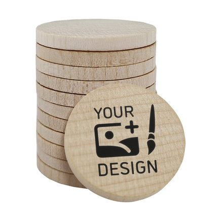 Custom printed wooden tokens Ø29mm – 100 pcs