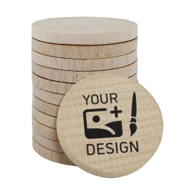 Custom printed wooden tokens Ø29mm – 100 pcs