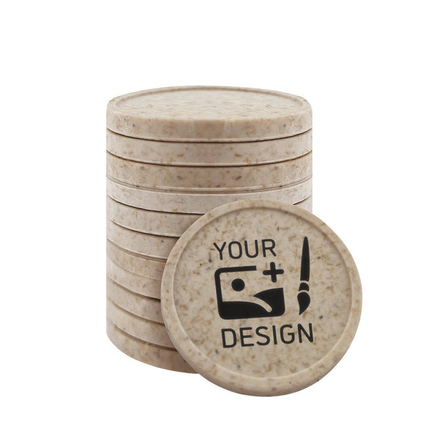 Custom printed wood fiber token Ø23mm - 100 pcs