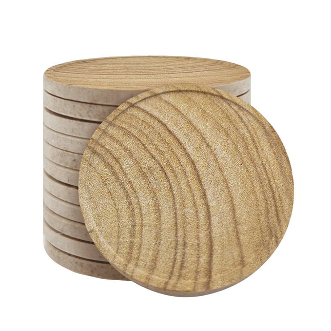 Custom wood fiber tokens with wood-grain look Ø35mm - 100 pcs