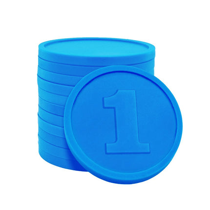 Plastic embossed tokens number 1 Ø29mm – 250 pcs