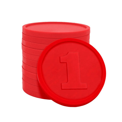 Plastic embossed tokens number 1 Ø29mm – 250 pcs