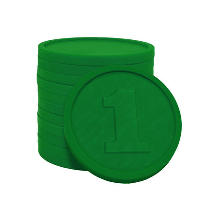 Plastic embossed tokens number 1 Ø29mm – 250 pcs