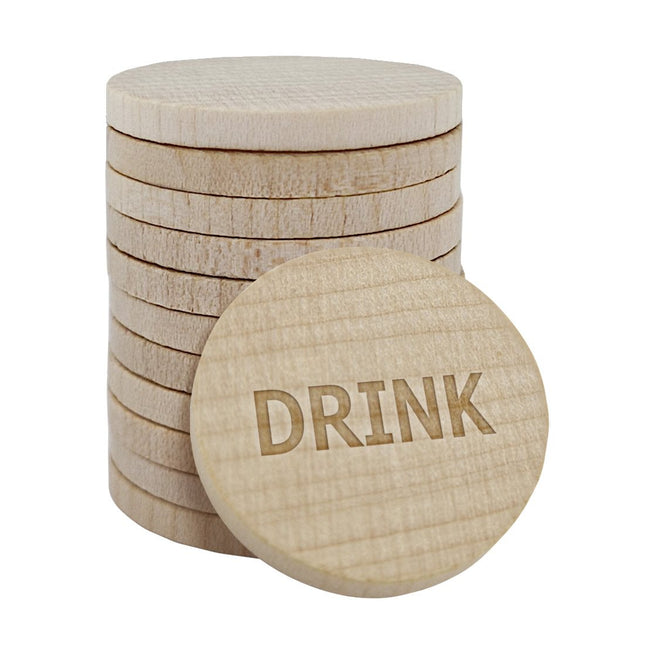 Drink wooden tokens Ø29mm – 100 pcs