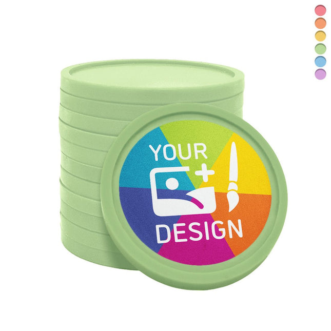 Custom printed recycled plastic tokens Ø29mm - 100 pcs
