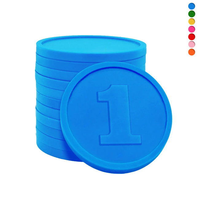 Plastic embossed tokens number 1 Ø29mm – 250 pcs