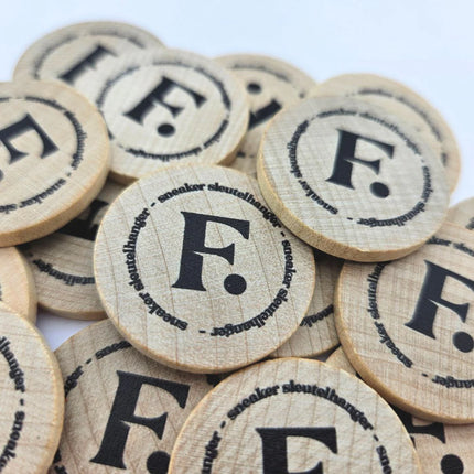 Custom printed wooden tokens Ø29mm – 100 pcs