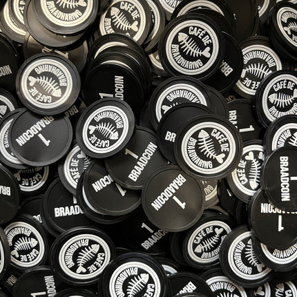Custom printed plastic tokens Ø29mm – 100 pcs
