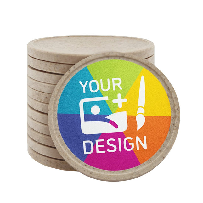 Custom printed wood fiber token Ø35mm - 100 pcs
