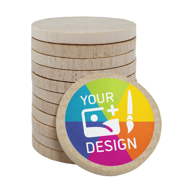 Custom printed wooden tokens Ø29mm – 100 pcs