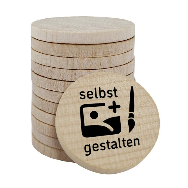 Holzmarken Ø29mm selbst gestalten - 100 Stück