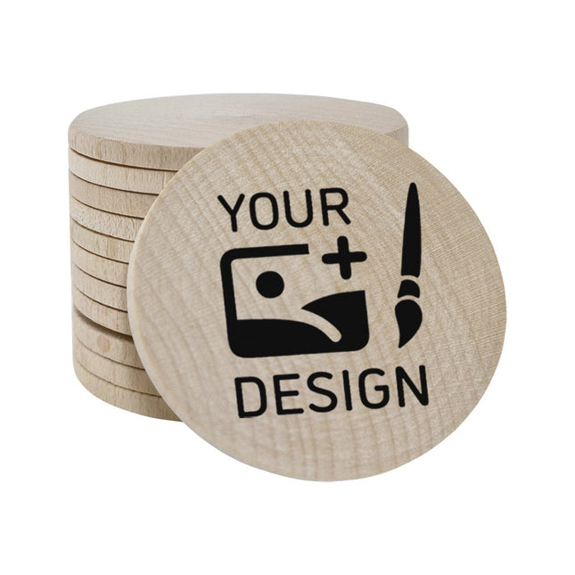 Custom printed wooden tokens Ø50mm – 50 pcs