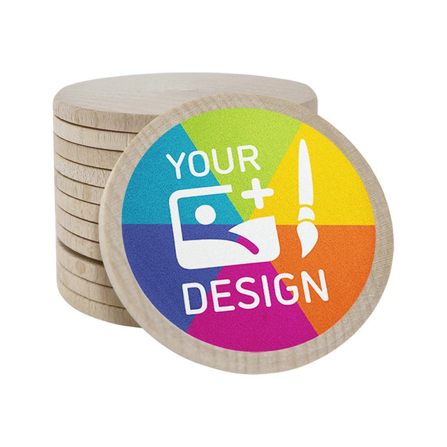 Custom printed wooden tokens Ø50mm – 50 pcs