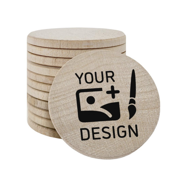 Custom printed wooden tokens Ø37mm – 50 pcs
