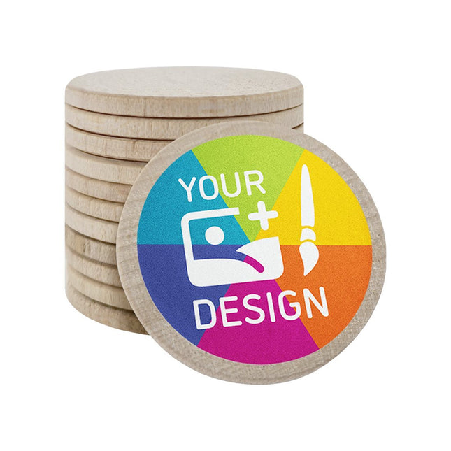 Custom printed wooden tokens Ø37mm – 50 pcs