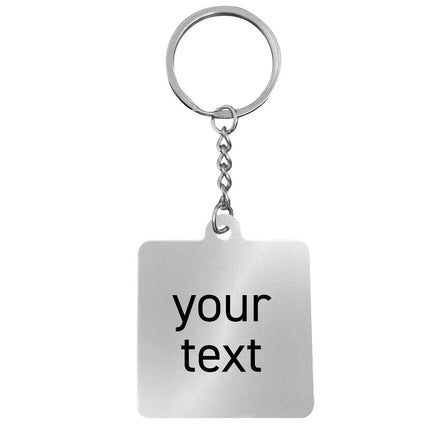Stainless steel square keychain with text - 1 pc