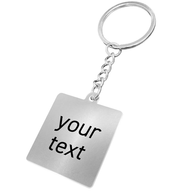 Stainless steel square keychain with text - 1 pc