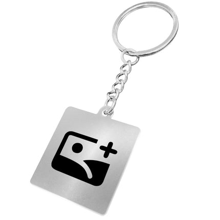 Stainless steel square keychain with logo - 1 pc