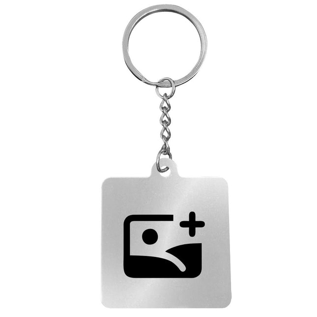 Stainless steel square keychain with logo - 1 pc