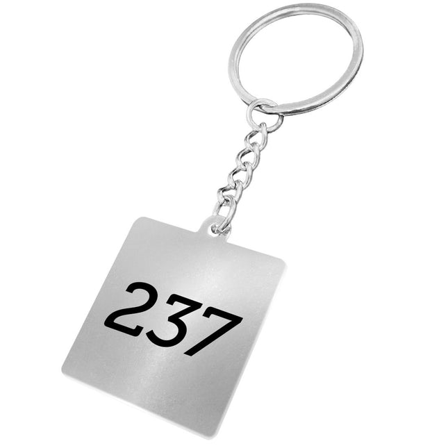 Stainless steel square keychain with number - 1 pc