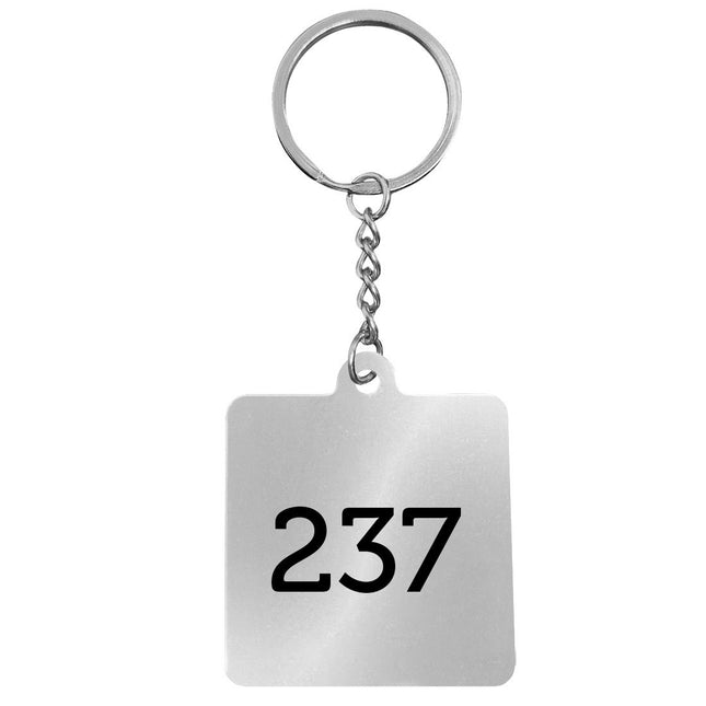 Stainless steel square keychain with number - 1 pc