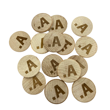 Custom embossed wooden tokens Ø29mm – 100 pcs