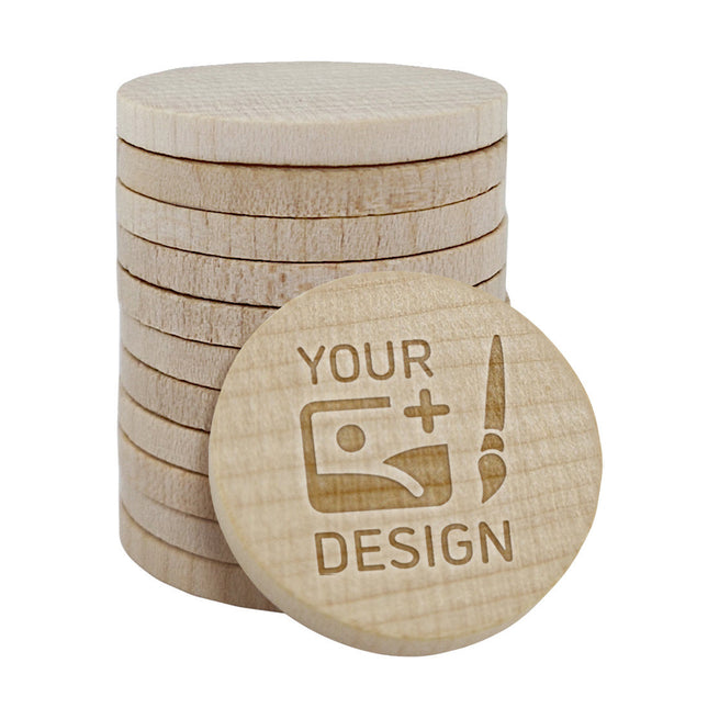 Custom embossed wooden tokens Ø29mm – 100 pcs
