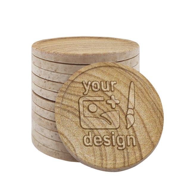 Engraved wood fiber tokens Ø29mm - 100 pcs