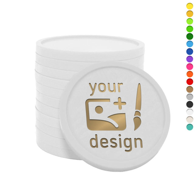 Custom foil print plastic tokens Ø29mm – 100 pcs