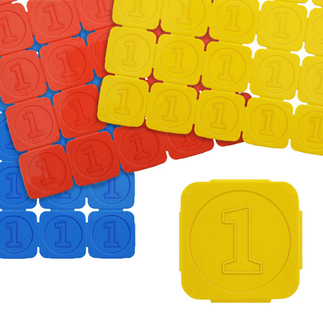 Plastic break-off tokens number 1 - 1000 pcs
