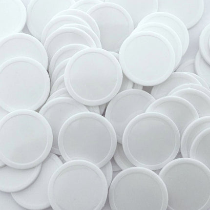 Blank plastic tokens Ø28mm white - 100 pcs