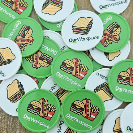 Custom printed plastic tokens Ø35mm – 100 pcs