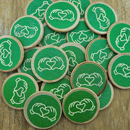 Custom printed wooden tokens Ø37mm – 50 pcs