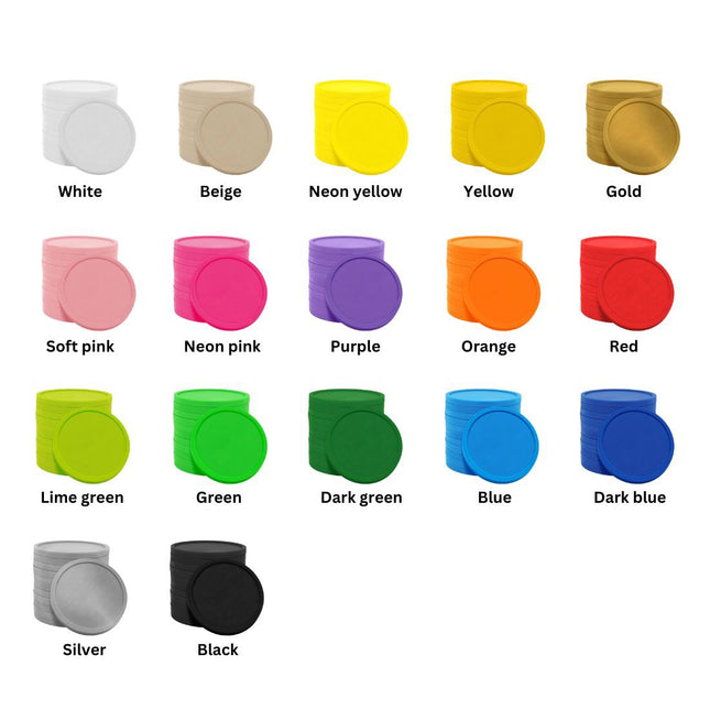 Custom printed plastic tokens Ø29mm – 1000 pcs